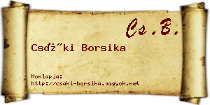 Csáki Borsika névjegykártya
